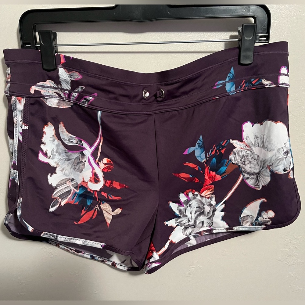Athleta Purple Floral Women's Swim Shorts - Picture 2 of 12